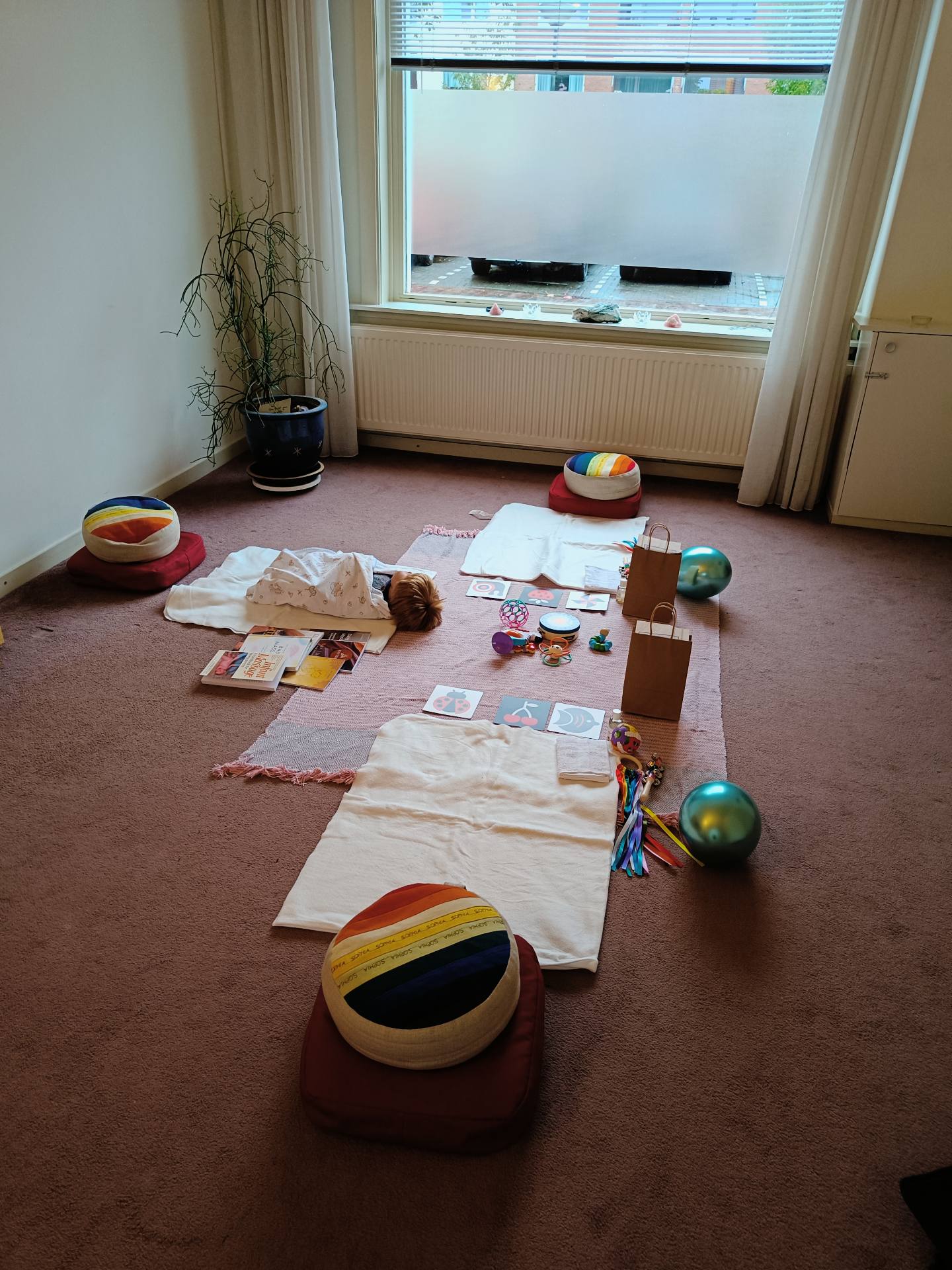 Infant massage workshop room setup